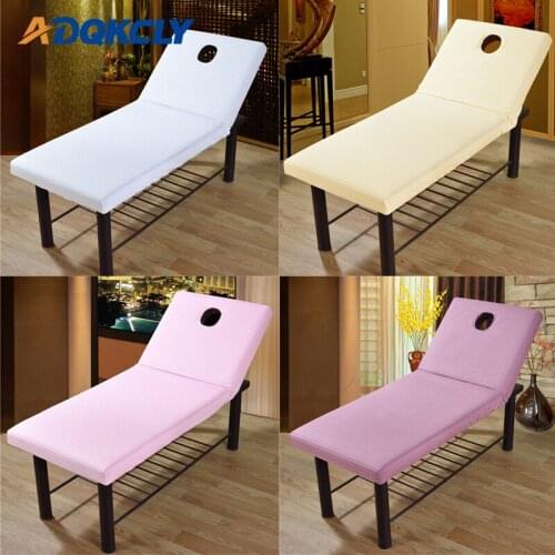Pure color Beauty Massage Bed Sheet 100% Cotton Elastic Rubber Band Bed Cover for SPA Treatment Bed Cover with Breath Hole sheet
