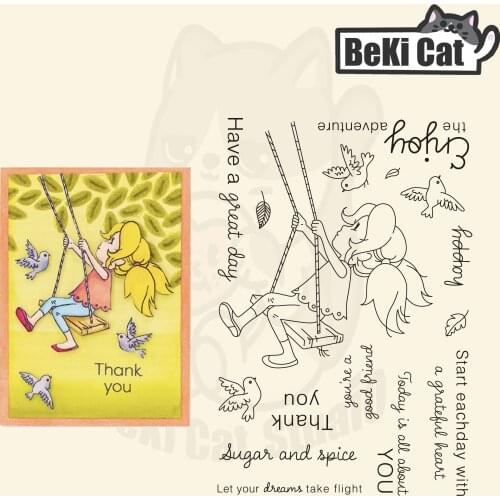 Girl Transparent Clear Stamps for DIY Scrapbooking/Card Making Fun Decoration Supplies
