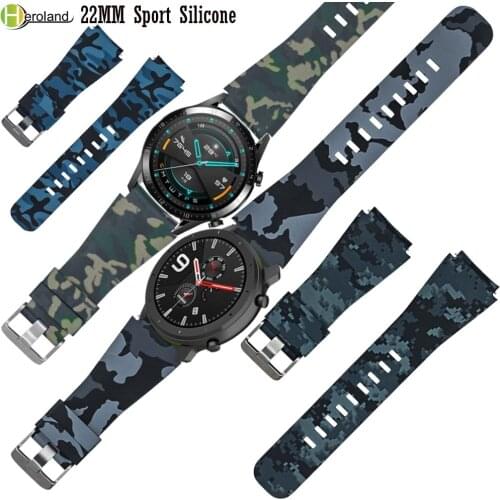 22MM Sport Silicone Watch Strap For Huawei Watch GT / GT 2 / Active / Amazfit GTR 47mm smart Watchband Printing Pattern pulseira