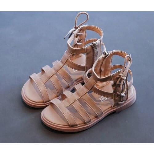 Girls Roman Sandals Summer New Open Toe Soft Bottom Princess Shoes Fashion Dress Dance High Top Beach Sandalias for Toddler Baby