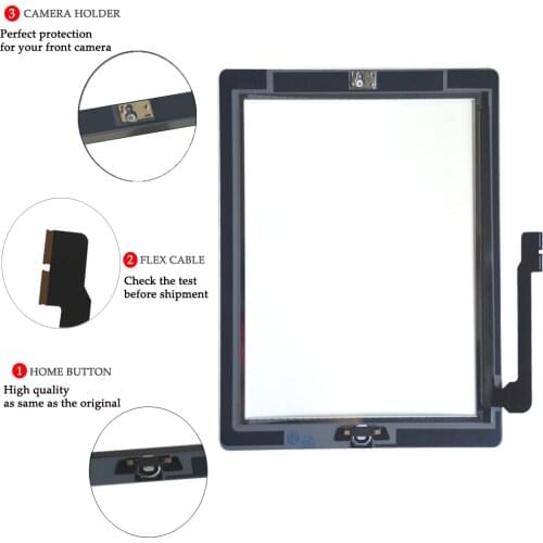 New for ipad 3 A1403 A1416 A1430 Touch Screen Replacement For iPad3 Generation Digitizer Outer Panel Front Glass With Sticker