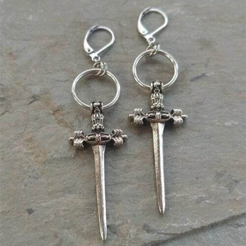 Ringed Dagger Statement Earrings Alternative Goth Unisex