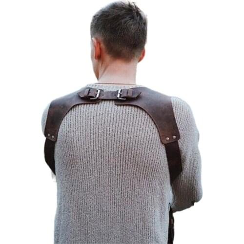 Cool Medieval Costume Armors Cosplay Accessory Vintage Gothic Warrior Knight Shoulder PU Leather Harness Body Chest Belt