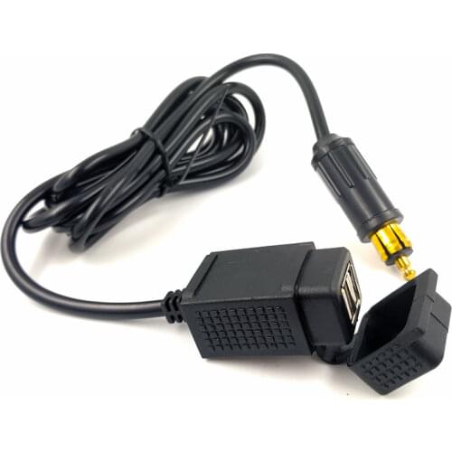 Waterproof 4.2A Dual USB Charger Adapter 1.8M with Powerlet Din Hella Socket EU Type for BMW Motorcycle