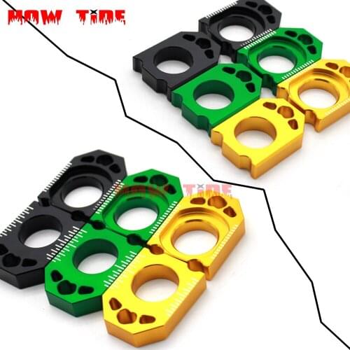 Motorcycle CNC Rear Chain Adjuster Axle Block For KAWASAKI KX125 KX250 03-08 KX250F 04-16 KX450F 06-16 KLX450R 08-15 Dirt Bike