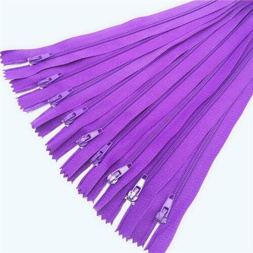 10pcs Violet color 3# Closed Nylon Coil Zippers Tailor Sewing Craft (6-24 Inch) 15-60CM