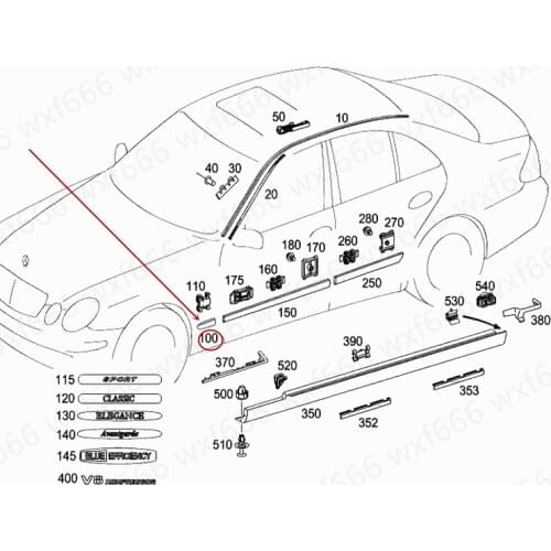 2116902862/2762 Car Front fender bumper Suitable for W211 E200 E240 E260 E280mer ced es-be nzE300 Protective strip Bumper strip