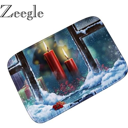 Zeegle Christmas Home Decor Doormat Non-slip Floor Mat Foot Pad Kitchen Carpet Rugs Bedroom Bedside Mats Funny Door Mats