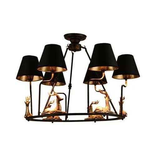 Retro Iron Led Chandeliers Lighting Resin Deers Dining Room Led Pendant Chandelier Lights Hanging Lamp Fixtures For Living Room
