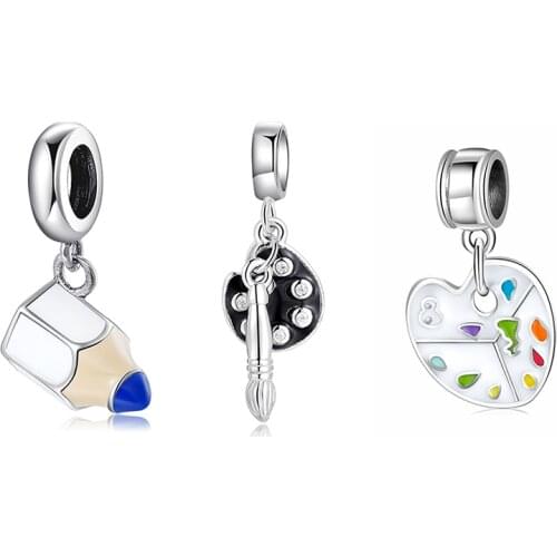 New 925 Sterling Silver Charms Women Accessories Pencil Brush Yan Trays Fit Original Kataoka Charm Bracelet Jewelry Making