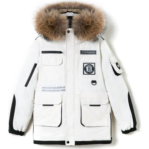 2020 new thick hooded fur collar mid-length fashion temperament loose big pocket zipper couple winter cotton coat jacket