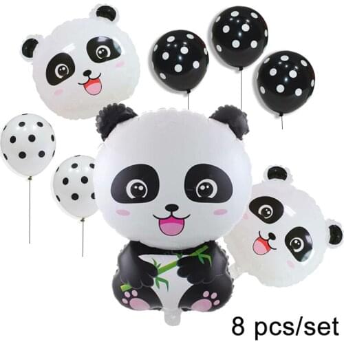 1Set 30 Inch Black Number Cartoon Panda Foil Balloons Kids Birthday Party Decoration Animal Panda Ballons Golbos Boy Toys Ball