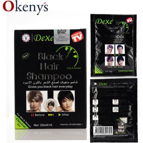 10 Pcs Dexe Fast Black Hair Shampoo Only 5 Minutes White Become Black Hair Color 2 Pcs/lot Grey Hair Removal for Men and Women