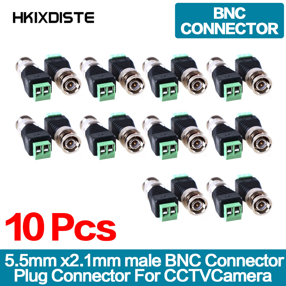 10pcs Coax CAT5 to CCTV Camera BNC Male Connector, BNC Connector Plug for CCTV System Surveillance Security Camera Free shipping