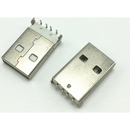 10pcs USB 2.0 Male A Type USB PCB Connector Plug Right Angle 90 degree DIP Male USB Connectors