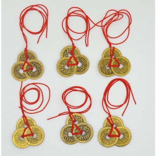2 Sets Of 3 Chinese Feng Shui Coins For Wealth And Success Lucky Oriental Emperor Qing Money