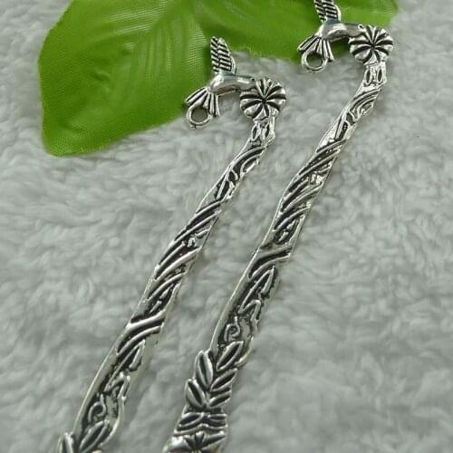 28 pieces antique silver bird bookmarks 117x24mm #2741