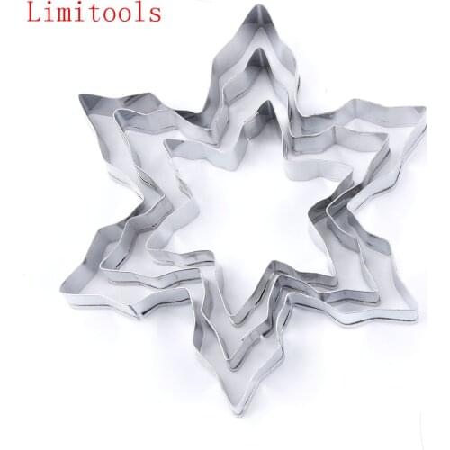 3 pcs/Lot Snowflake Shape Cookie Cutter Stainless Steel Snow Form Cookie Mold DIY Fondant Chocolate cake Decoration Mould