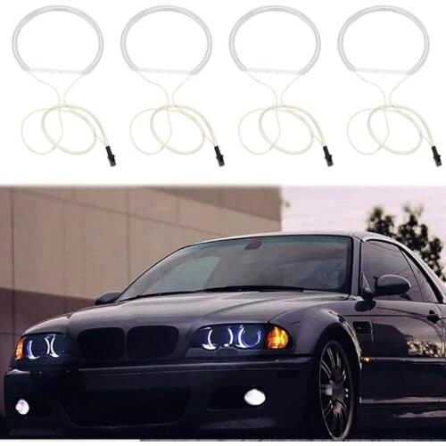 4Pcs White Headlight CCFL LED Angel Eyes Kit Halo Ring DRL Turn Signal Light CCFL Headlight Lamp For-BMW E36 E46 E39 E38