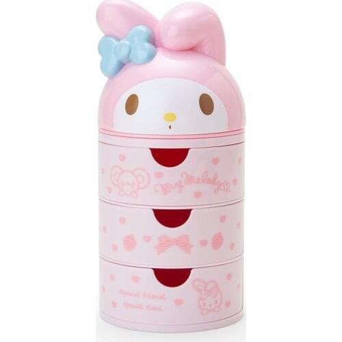 4-layer Three Drawers Flip Cover Storage Box Kitty Cat Make Up Organizer Jewerly Box Cartoon Plastic Container Pink Bins
