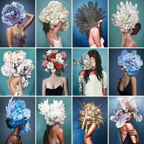 Diamond Painting Woman Flower 5D DIY Diamond Embroidery Girl Full Square Round Drill Mosaic Cross Stitch Kits Room Decoration