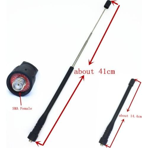 Honghuismart Telescope ham radio antenna SMA Female UHF VHF Dual Band for Kenwood BaoFeng UV5R,PuXing,TYT Weierwe walkie talke