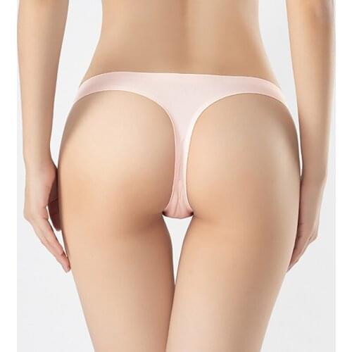One Piece Thong Women Seamless Ice Silk Feeling Sports Invisible T-pants Sexy Cotton Crotch Panties