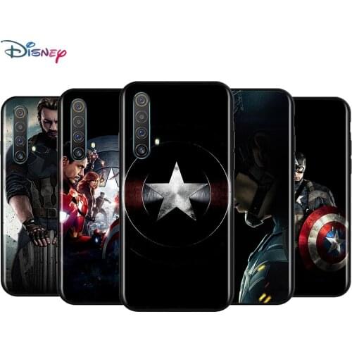 Silicone Black Cover Captain America Marvel For Realme 2 3 3i 5 5S 5i 6 6i 6S 7 Global X7 Pro 5G Phone Case Shell