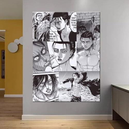 Eren Jeager Kyojin Yeager Titan Shingeki SNK Manga No Attack on Titan Home Decor Wall Art Print Poster Canvans Poster Painting