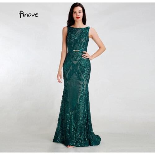 Finove Evening Dress Long 2020 New Reflective Dress Elegant O Neck Woman Dress Formal Gown Plus Size Vestido De Noche