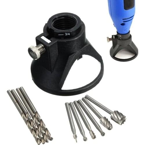 6x HSS Wood Milling Burrs+1 Drill Carving Locator+ 4 Bits for Rotary Tool