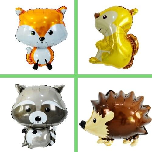 1pc cartoon animal hedgehog fox squirrel raccoon foil helium balloon boy girl toy forest party birthday decoration baby shower