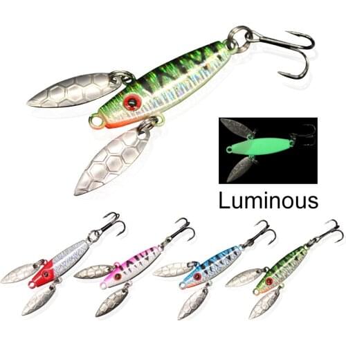 GOBYGO 1Pcs 52mm 7.7g Winter Ice Fishing Lure Luminous VIB Spoon Spinners Lure Ice Jig Sinking Hard Bait Mini Lead FIshing Hook