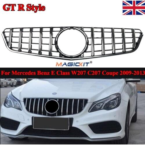 MagicKit 2009-2013 Chrome Fins+ Black Front Grille For Mercedes Benz C207 W207 GT Style