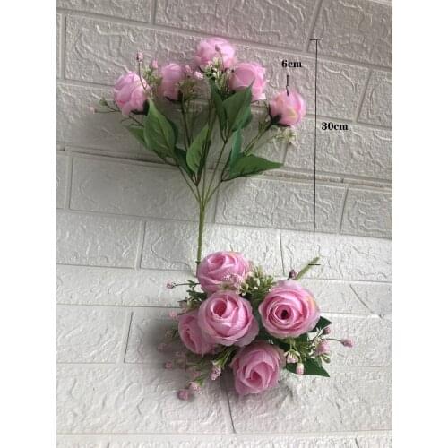5Head Artificial Bouquet Rose Smallflower Coffeeshop Christmas Table Wedding Decoration Flowers HomeParty Minirose Fabric