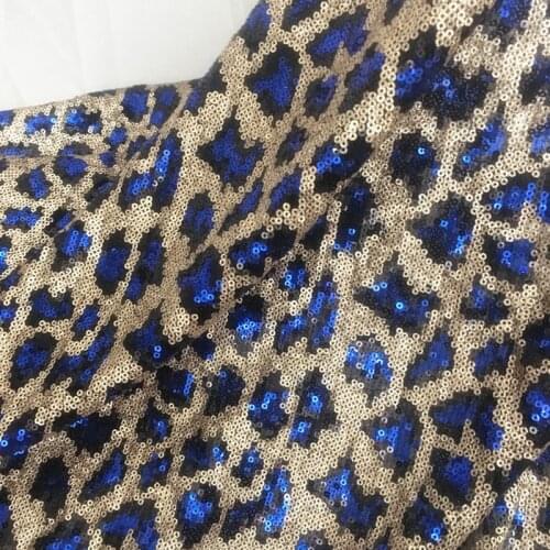 GLace 1Y/Lot Leopard print sequin fabric embroidered dress sequin mesh fabric for wedding decoration lace fabric TX839