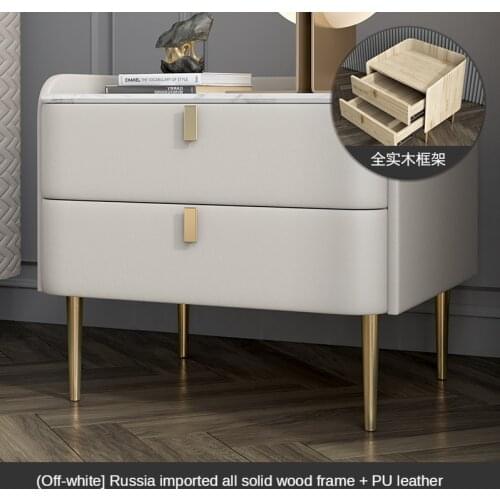 Master bedroom Bedside Table Leather Bedroom White Post-Modern Light Luxury Net Red Bedside side table