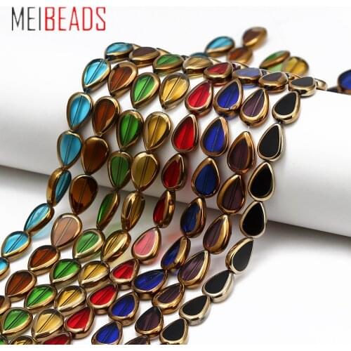MEIBEADS 20pcs/lot Colorful Water Drop Loose Spacer Beads DIY Jewelry Accessories For Handmade Glass Bracelet Findings EY6596