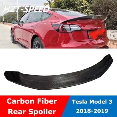 Model 3 Carbon Fiber V Type Rear Spoiler Back Trunk Wing For Tesla Model 3 Sedan 2018-2019