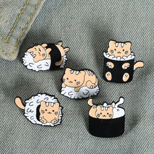 Cartoon Animal Series Brooch Blanket Cat Shape Brooch Funny Cat Backpack Badge Cute Teacup Cat Brooch Fashion Enamel Pins