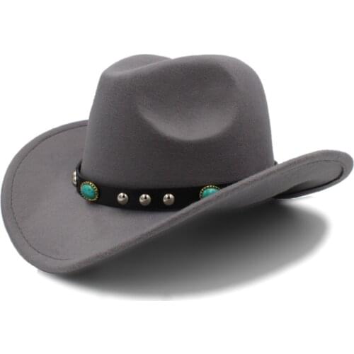 Men Wool Hollow Western Cowboy Hat Roll-up Wide Brim Gentleman Jazz Sombrero Hombre Cowgirl Cap With Punk Belt Size 56-58CM
