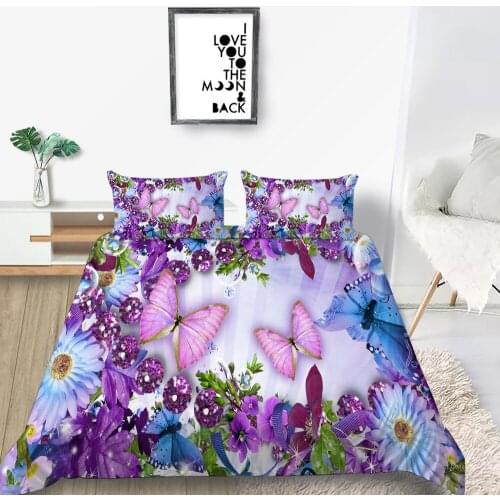 Chrysanthemum Bedding Set Butterfly Beautiful 3D Duvet Cover Girl Queen King Twin Full Single Double Unique Design Bed Set