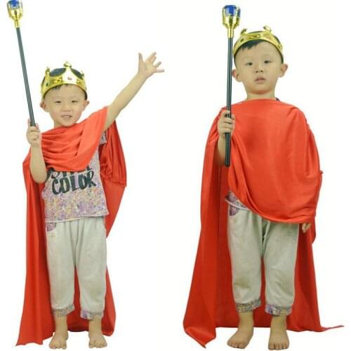 Halloween Kids Adults Royal King Queen Crown Sceptre Cloak Cape Wedding Costume Props Cosplay Accessory Christmas