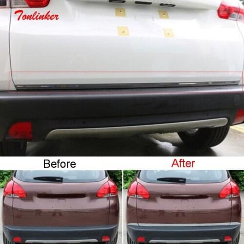 Tonlinker Exterior Tailgate Edge Cover stickers for Peugeot 2008 2014-19 Car styling 1/3 PCS Stainless steel Cover stickers
