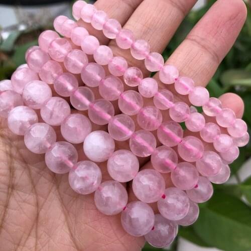 Natural Madagascar Rose Quartz Bracelet Round Beads Crystal Healing Stone