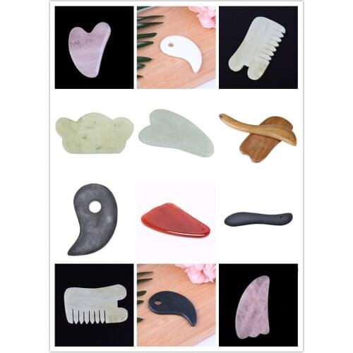 Natural Jade Stone Guasha Guasha Massage Hand Back Leg Body Arm Board Comb Shape Healthy Beauty Relaxation Cure Massager Tool