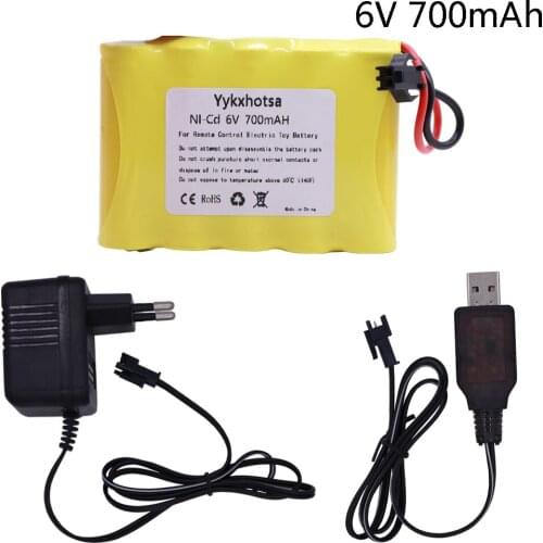 Ni-CD Battery 6V 700mah and USB Charger For Rc toys Cars Tanks Robots Boats Guns 5* AA 6v NI-CD Battery Pack M Model SM Plug