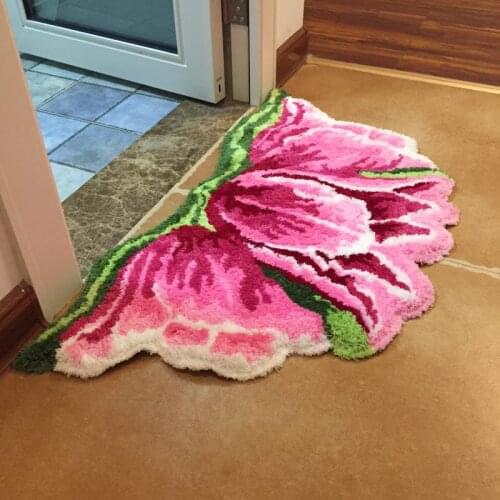 New arrival bright color art rug for door mat for door carpet door tulips 80*60cm