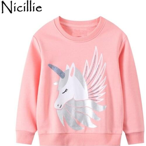 Baby Girl T-shirts Clothing Long Sleeve Casual Girls Tops Kids Winter Cotton Tshirt unicorn Printing t-shirts For Girl 2-7 years