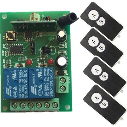 DC12V 2CH RF Remote Control Switch System teleswitch Transmitter + 1 X Receiver 2ch relay smart home z-wave 315/433 MHZ